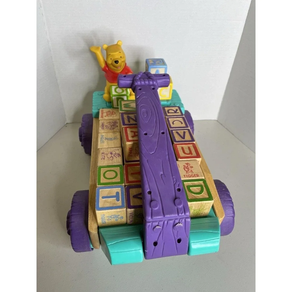 VTG Disney Winnie The‎ Pooh ABC Singing Lighted Wagon w/Alphabet Wooden Blocks